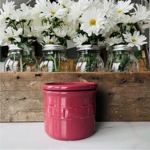 Longaberger Pottery•NWOB•Paprika•Woven Traditions•1-Pint Salt Crock•Lid~Coaster